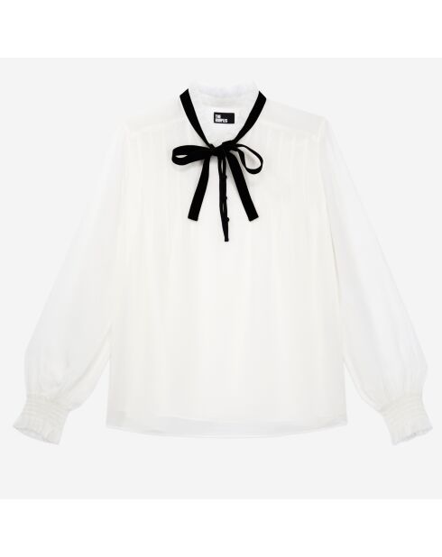 Top écru avec détail en velours blanc cassé