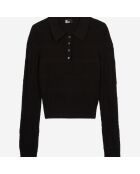 Polo en maille ajourée noir