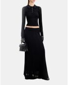 Polo en maille ajourée noir