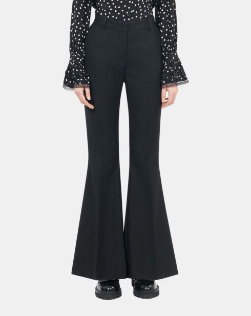 Pantalon tailleur en laine mélangée noir