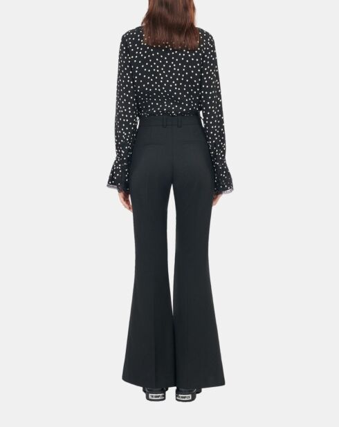 Pantalon tailleur en laine mélangée noir
