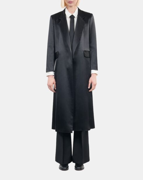 Manteau The Kooples x Carolina Ritzler en satin noir