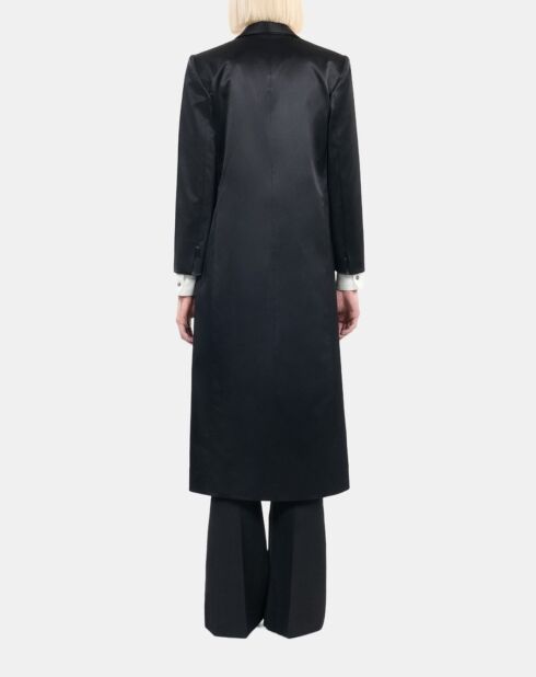 Manteau The Kooples x Carolina Ritzler en satin noir