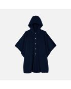 Cape longue à capuche en laine mélangée bleu marine