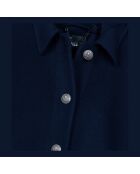 Cape longue à capuche en laine mélangée bleu marine