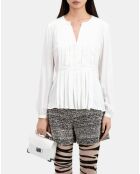 Top avec plissage écru