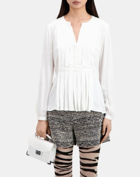 Top avec plissage écru