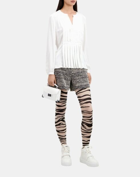 Top avec plissage écru