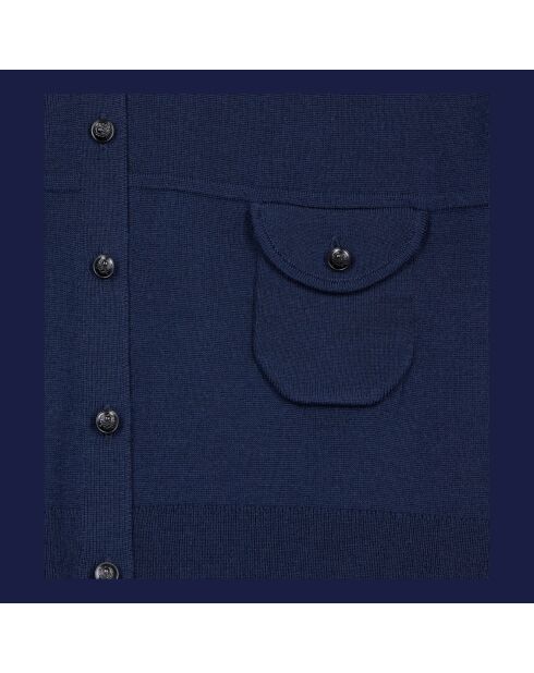 Cardigan 100% laine bleu marine