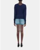 Cardigan 100% laine bleu marine