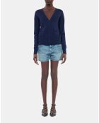 Cardigan 100% laine bleu marine