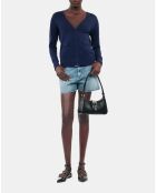 Cardigan 100% laine bleu marine