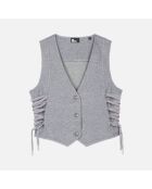 Gilet en laine avec laçage gris