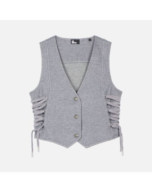 Gilet en laine avec laçage gris