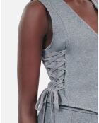 Gilet en laine avec laçage gris