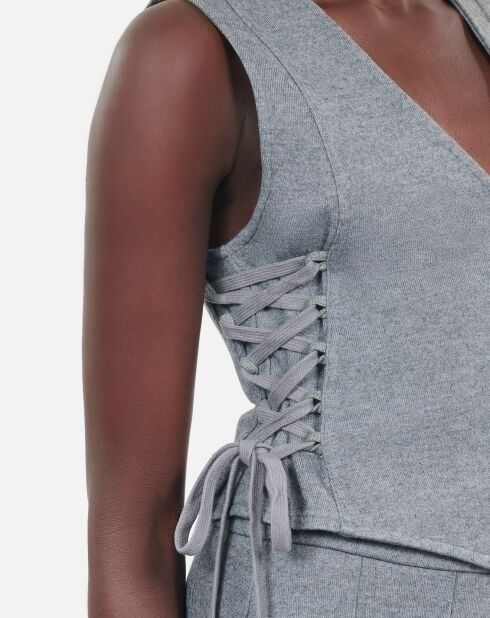 Gilet en laine avec laçage gris