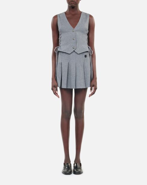 Gilet en laine avec laçage gris