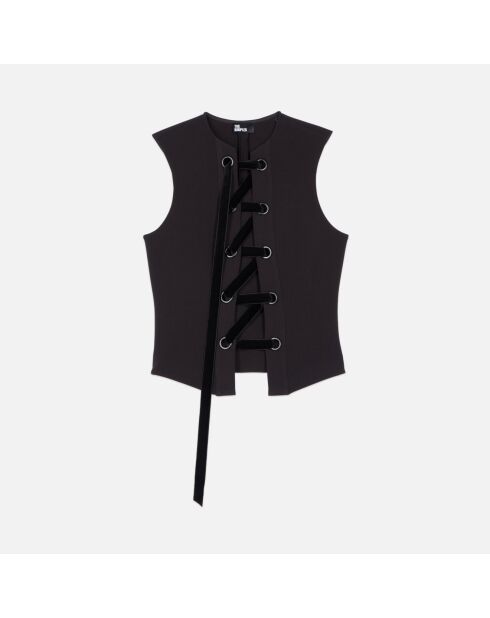 Top avec laçage noir