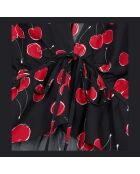 Top court à imprimé avec volants noir/cerise