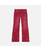 Jean flare imprimé papillons rouge foncé