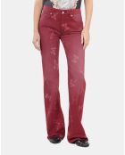 Jean flare imprimé papillons rouge foncé