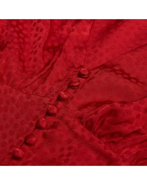 Top court à pois jacquard rouge