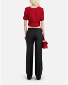 Top court à pois jacquard rouge