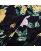 Top fleuri avec drapé rose clair et bleu marine