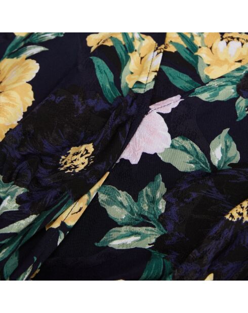 Top fleuri avec drapé rose clair et bleu marine