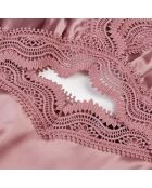 Top en soie avec guipure lilas