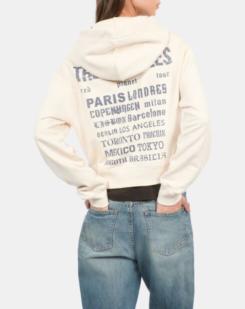 Sweatshirt à capuche écru
