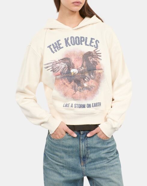 Sweatshirt à capuche écru