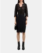 Jupe crayon mi-longue en dentelle noire