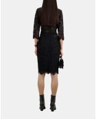 Jupe crayon mi-longue en dentelle noire