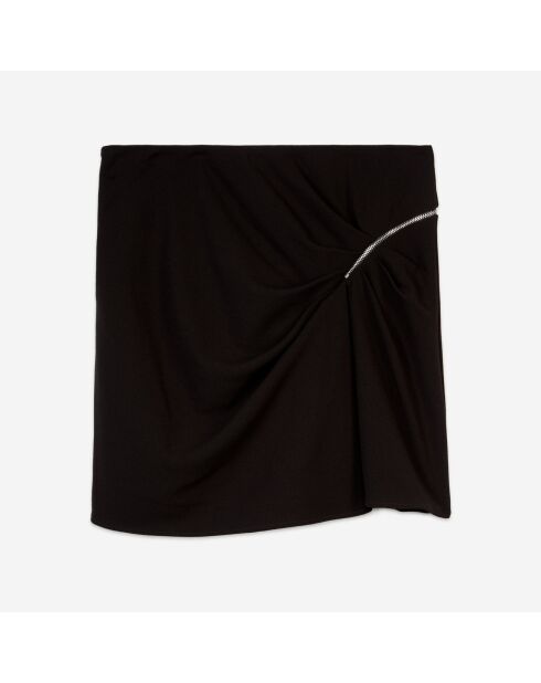 Jupe courte en crêpe avec zip noire