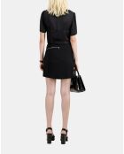 Jupe courte en crêpe avec zip noire