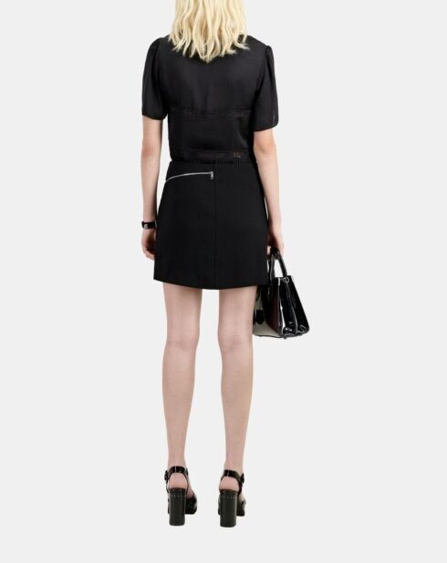 Jupe courte en crêpe avec zip noire