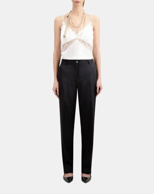 Pantalon droit tencel style militaire noir