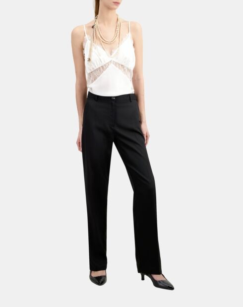 Pantalon droit tencel style militaire noir