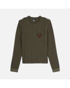 Pull en maille côtelée kaki