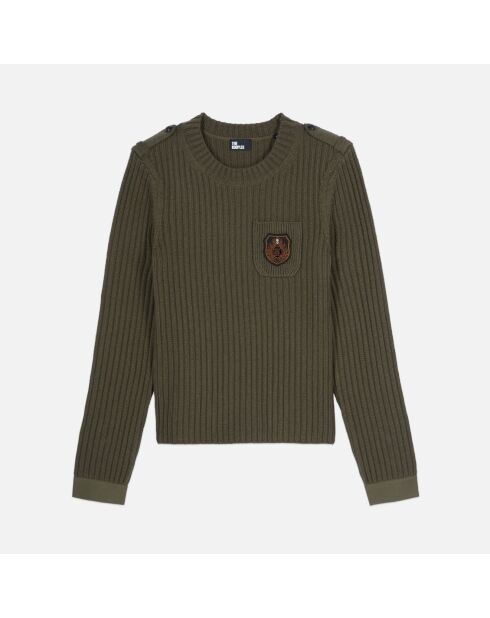 Pull en maille côtelée kaki