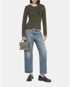 Pull en maille côtelée kaki