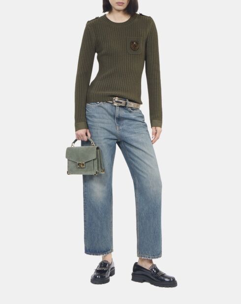 Pull en maille côtelée kaki