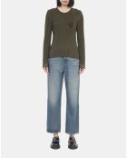 Pull en maille côtelée kaki