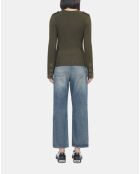 Pull en maille côtelée kaki