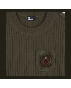 Pull en maille côtelée kaki