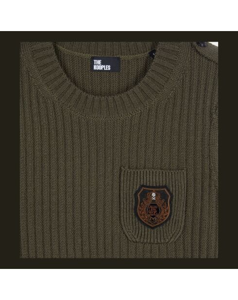 Pull en maille côtelée kaki