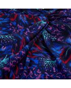 Jupe midi imprimée en soie bleue et rouge