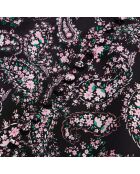 Robe courte imprimée avec boutonnage en soie noire et rouge