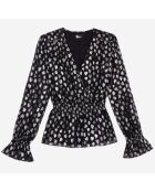 Top avec cœurs argentés noirs